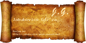 Jakubovics Géza névjegykártya