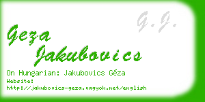 geza jakubovics business card